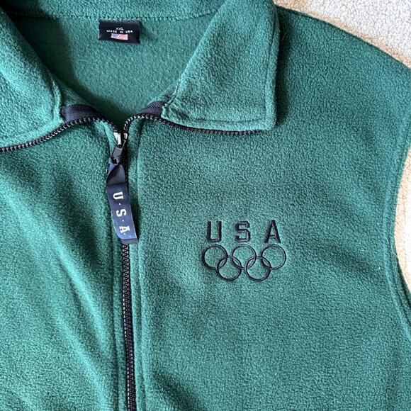 Team U.S.A. Olympic Emerald Green Fleece Zip-up Vest Men's XXL - Picture 2 of 4